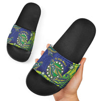 Cook Islands Language Week Slide Sandals Flying Fish 15 Stars Tribal Patterns