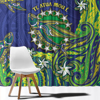 Cook Islands Language Week Window Curtain Flying Fish 15 Stars Tribal Patterns