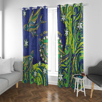 Cook Islands Language Week Window Curtain Flying Fish 15 Stars Tribal Patterns