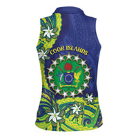 Cook Islands Language Week Women Sleeveless Polo Shirt Flying Fish 15 Stars Tribal Patterns
