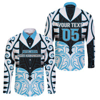 Custom Aotearoa Ngati Kahungunu Family Matching Summer Maxi Dress and Hawaiian Shirt New Zealand Traditional Maori Pattern DT05 Dad's Shirt - Long Sleeve Blue - Polynesian Pride