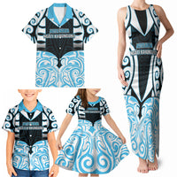 Custom Aotearoa Ngati Kahungunu Family Matching Tank Maxi Dress and Hawaiian Shirt New Zealand Traditional Maori Pattern
