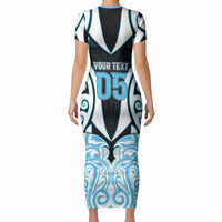 Custom Aotearoa Ngati Kahungunu Short Sleeve Bodycon Dress New Zealand Traditional Maori Pattern