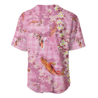 Pink Palaka Hawaiian And Japanese Baseball Jersey Sakura Lei With Koi Fish - Polynesian Pride