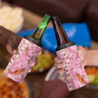 Pink Palaka Hawaiian And Japanese 4 in 1 Can Cooler Tumbler Sakura Lei With Koi Fish - Polynesian Pride