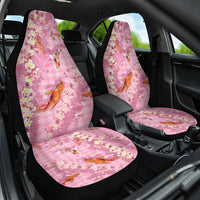 Pink Palaka Hawaiian And Japanese Car Seat Cover Sakura Lei With Koi Fish - Polynesian Pride