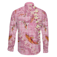 Pink Palaka Hawaiian And Japanese Family Matching Long Sleeve Bodycon Dress and Hawaiian Shirt Sakura Lei With Koi Fish DT05 - Polynesian Pride