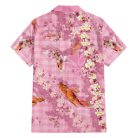 Pink Palaka Hawaiian And Japanese Family Matching Mermaid Dress and Hawaiian Shirt Sakura Lei With Koi Fish DT05 - Polynesian Pride