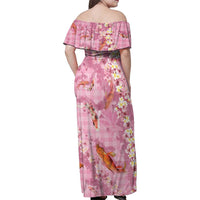 Pink Palaka Hawaiian And Japanese Family Matching Off Shoulder Maxi Dress and Hawaiian Shirt Sakura Lei With Koi Fish DT05 - Polynesian Pride