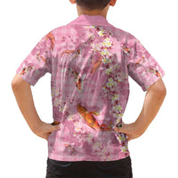 Pink Palaka Hawaiian And Japanese Family Matching Short Sleeve Bodycon Dress and Hawaiian Shirt Sakura Lei With Koi Fish DT05 - Polynesian Pride