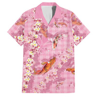 Pink Palaka Hawaiian And Japanese Family Matching Short Sleeve Bodycon Dress and Hawaiian Shirt Sakura Lei With Koi Fish DT05 Dad's Shirt - Short Sleeve Pink - Polynesian Pride