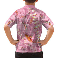 Pink Palaka Hawaiian And Japanese Family Matching Summer Maxi Dress and Hawaiian Shirt Sakura Lei With Koi Fish DT05 - Polynesian Pride