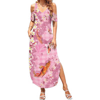 Pink Palaka Hawaiian And Japanese Family Matching Summer Maxi Dress and Hawaiian Shirt Sakura Lei With Koi Fish - Polynesian Pride