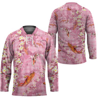 Pink Palaka Hawaiian And Japanese Hockey Jersey Sakura Lei With Koi Fish - Polynesian Pride