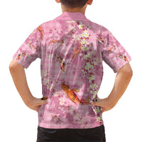 Pink Palaka Hawaiian And Japanese Kid Hawaiian Shirt Sakura Lei With Koi Fish - Polynesian Pride