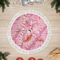 Pink Palaka Hawaiian And Japanese Tree Skirt Sakura Lei With Koi Fish - Polynesian Pride