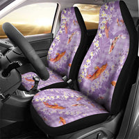 Purple Palaka Hawaiian And Japanese Car Seat Cover Sakura Lei With Koi Fish DT05 - Polynesian Pride