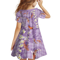 Purple Palaka Hawaiian And Japanese Family Matching Summer Maxi Dress and Hawaiian Shirt Sakura Lei With Koi Fish DT05 - Polynesian Pride