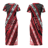 Personalised Aotearoa Te Arawa Couples Matching Short Sleeve Bodycon Dress and Long Sleeve Button Shirt New Zealand Maori Tribal Fern Pattern DT05 - Polynesian Pride