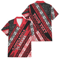 Personalised Aotearoa Te Arawa Family Matching Long Sleeve Bodycon Dress and Hawaiian Shirt New Zealand Maori Tribal Fern Pattern DT05 Dad's Shirt - Short Sleeve Red - Polynesian Pride