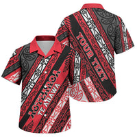 Personalised Aotearoa Te Arawa Family Matching Long Sleeve Bodycon Dress and Hawaiian Shirt New Zealand Maori Tribal Fern Pattern DT05 Son's Shirt Red - Polynesian Pride