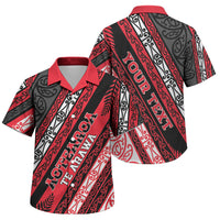 Personalised Aotearoa Te Arawa Family Matching Off Shoulder Maxi Dress and Hawaiian Shirt New Zealand Maori Tribal Fern Pattern DT05 Son's Shirt Red - Polynesian Pride