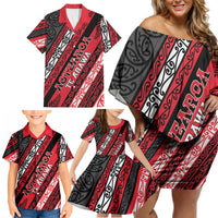 Personalised Aotearoa Te Arawa Family Matching Off Shoulder Short Dress and Hawaiian Shirt New Zealand Maori Tribal Fern Pattern DT05 - Polynesian Pride