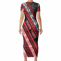Personalised Aotearoa Te Arawa Short Sleeve Bodycon Dress New Zealand Maori Tribal Fern Pattern DT05 - Polynesian Pride