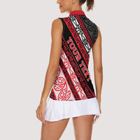 Personalised Aotearoa Te Arawa Women Sleeveless Polo Shirt New Zealand Maori Tribal Fern Pattern
