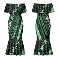 Personalised Aotearoa Ngati Maniapoto Couples Matching Mermaid Dress and Hawaiian Shirt New Zealand Maori Tribal Fern Pattern