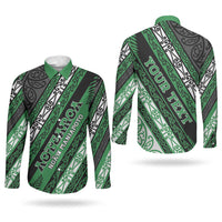 Personalised Aotearoa Ngati Maniapoto Couples Matching Short Sleeve Bodycon Dress and Long Sleeve Button Shirt New Zealand Maori Tribal Fern Pattern DT05 - Polynesian Pride