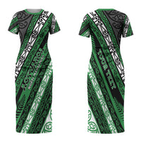 Personalised Aotearoa Ngati Maniapoto Couples Matching Short Sleeve Bodycon Dress and Long Sleeve Button Shirt New Zealand Maori Tribal Fern Pattern DT05 - Polynesian Pride