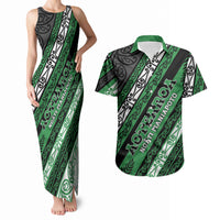 Personalised Aotearoa Ngati Maniapoto Couples Matching Tank Maxi Dress and Hawaiian Shirt New Zealand Maori Tribal Fern Pattern