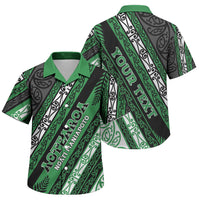 Personalised Aotearoa Ngati Maniapoto Family Matching Off The Shoulder Long Sleeve Dress and Hawaiian Shirt New Zealand Maori Tribal Fern Pattern DT05 Son's Shirt Green - Polynesian Pride