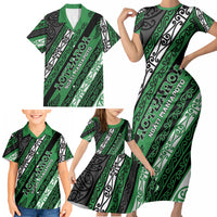 Personalised Aotearoa Ngati Maniapoto Family Matching Short Sleeve Bodycon Dress and Hawaiian Shirt New Zealand Maori Tribal Fern Pattern