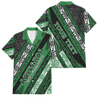 Personalised Aotearoa Ngati Maniapoto Family Matching Summer Maxi Dress and Hawaiian Shirt New Zealand Maori Tribal Fern Pattern DT05 Dad's Shirt - Short Sleeve Green - Polynesian Pride