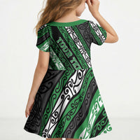 Personalised Aotearoa Ngati Maniapoto Kid Short Sleeve Dress New Zealand Maori Tribal Fern Pattern DT05 - Polynesian Pride