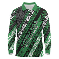 Personalised Aotearoa Ngati Maniapoto Long Sleeve Polo Shirt New Zealand Maori Tribal Fern Pattern