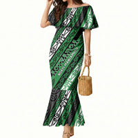 Personalised Aotearoa Ngati Maniapoto Mermaid Dress New Zealand Maori Tribal Fern Pattern DT05 Women Green - Polynesian Pride