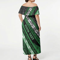 Personalised Aotearoa Ngati Maniapoto Off Shoulder Maxi Dress New Zealand Maori Tribal Fern Pattern DT05 - Polynesian Pride