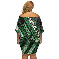 Personalised Aotearoa Ngati Maniapoto Off Shoulder Short Dress New Zealand Maori Tribal Fern Pattern DT05 - Polynesian Pride