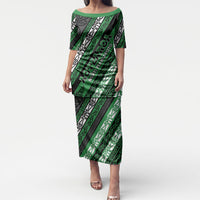 Personalised Aotearoa Ngati Maniapoto Puletasi New Zealand Maori Tribal Fern Pattern DT05 Long Dress Green - Polynesian Pride