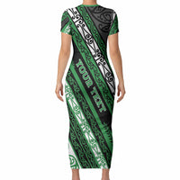Personalised Aotearoa Ngati Maniapoto Short Sleeve Bodycon Dress New Zealand Maori Tribal Fern Pattern DT05 - Polynesian Pride