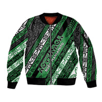 Personalised Aotearoa Ngati Maniapoto Sleeve Zip Bomber Jacket New Zealand Maori Tribal Fern Pattern