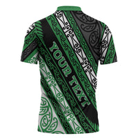 Personalised Aotearoa Ngati Maniapoto Zipper Polo Shirt New Zealand Maori Tribal Fern Pattern DT05 - Polynesian Pride