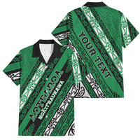 Personalised Aotearoa Ngati Raukawa Family Matching Long Sleeve Bodycon Dress and Hawaiian Shirt New Zealand Maori Tribal Fern Pattern DT05 Dad's Shirt - Short Sleeve Green - Polynesian Pride