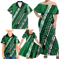 Personalised Aotearoa Ngati Raukawa Family Matching Off Shoulder Maxi Dress and Hawaiian Shirt New Zealand Maori Tribal Fern Pattern DT05 - Polynesian Pride