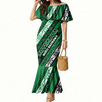 Personalised Aotearoa Ngati Raukawa Mermaid Dress New Zealand Maori Tribal Fern Pattern DT05 Women Green - Polynesian Pride