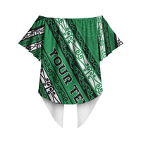 Personalised Aotearoa Ngati Raukawa Off Shoulder Wrap Waist Top New Zealand Maori Tribal Fern Pattern DT05 - Polynesian Pride