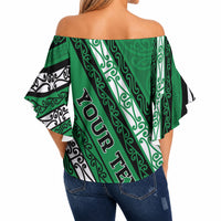 Personalised Aotearoa Ngati Raukawa Off Shoulder Wrap Waist Top New Zealand Maori Tribal Fern Pattern DT05 - Polynesian Pride